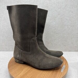 Pedro Garcia Suede Mid Calf Boots 36.5 Brown Taupe Minimalist Quiet Luxury Boho